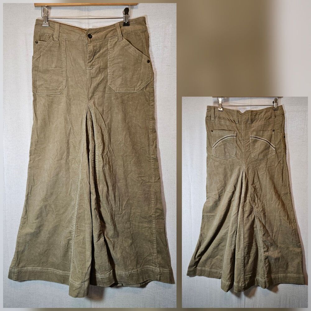 Vintage MIss Vicky Women's Size 5 / 6 Tan Small Wale Corduroy Skirt Long A-line